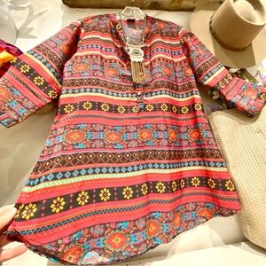Aztec vibe boho blouse/tunic w southwestern country vibe